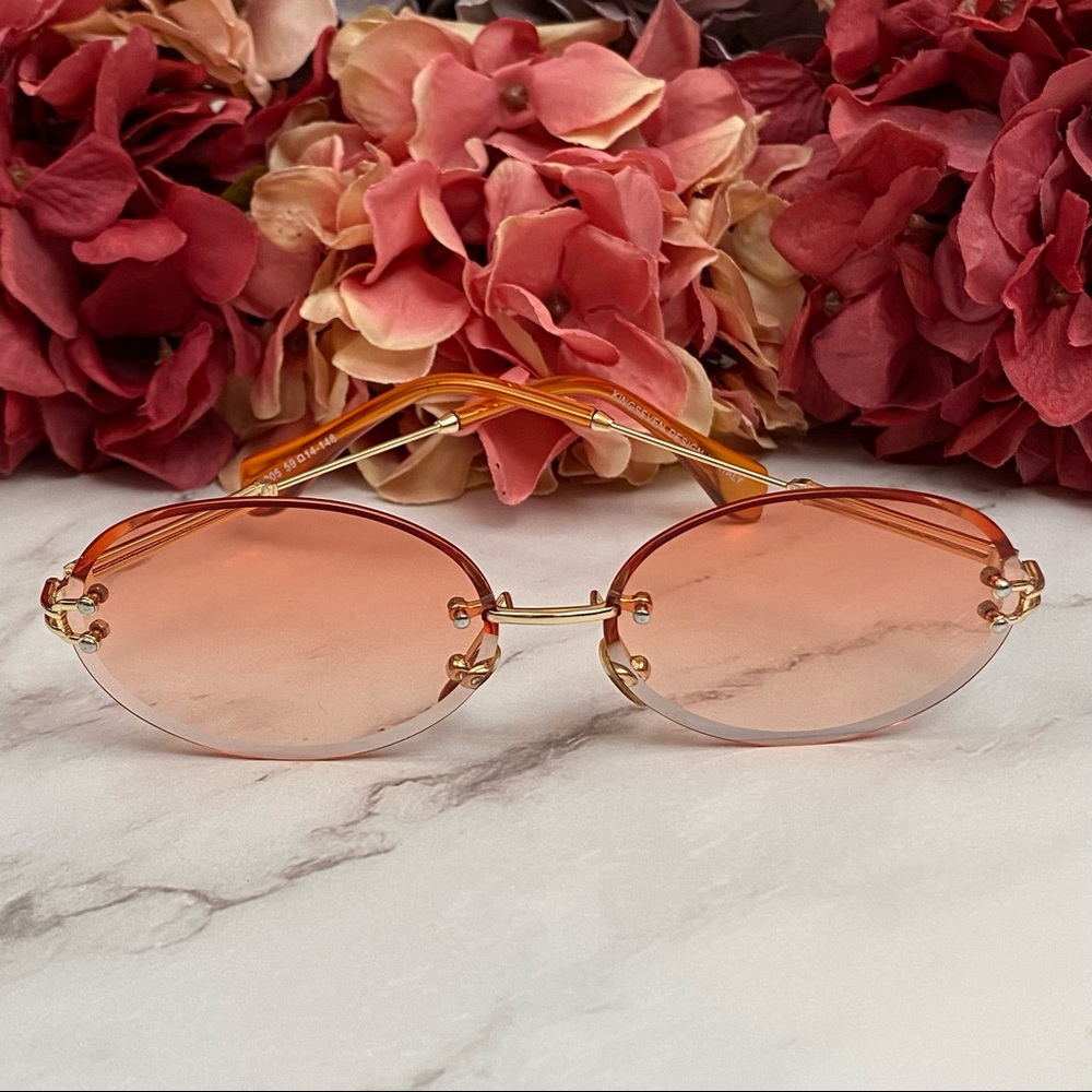 KINGSEVEN Retro Orange Rimless Gradient Sunglasses - Picture 6 of 16